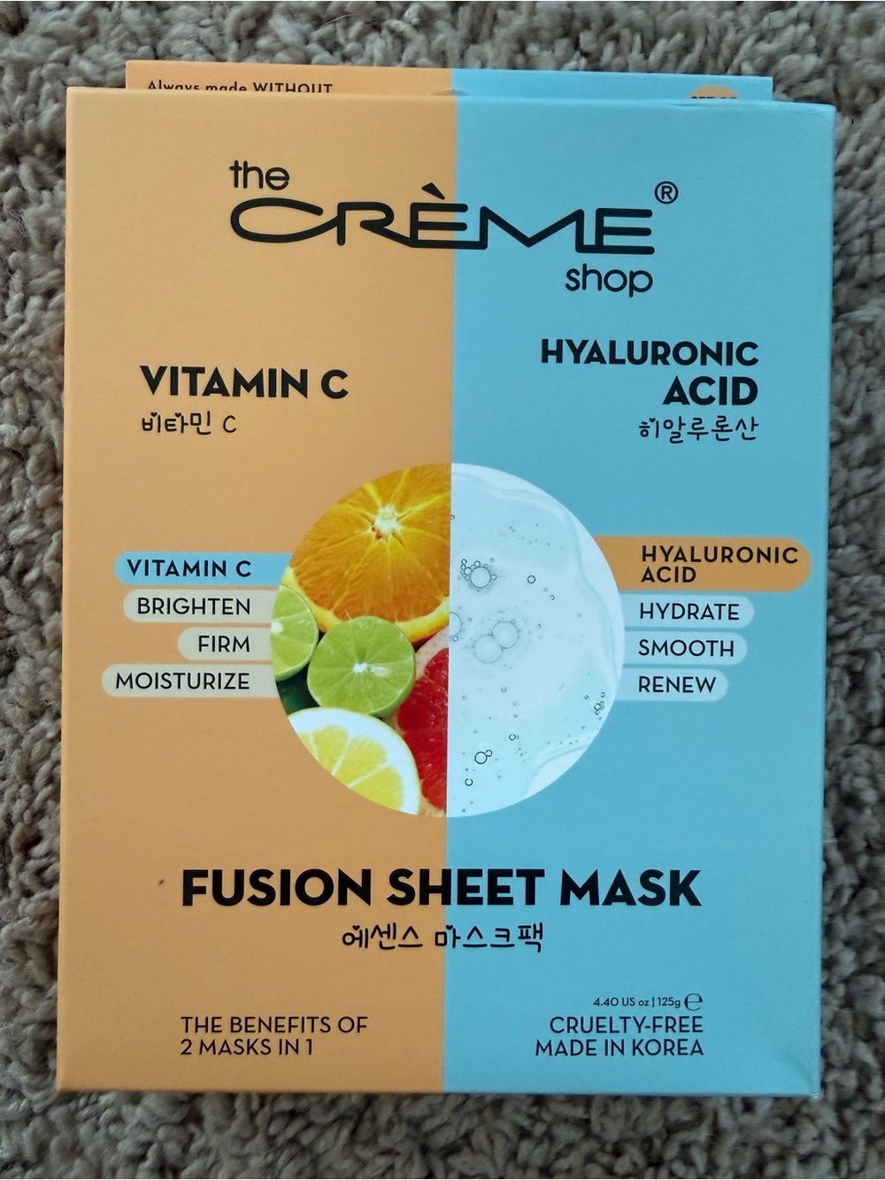 The Crème Shop Vitamin C & Hyaluronic Acid Fusion Sheet Mask